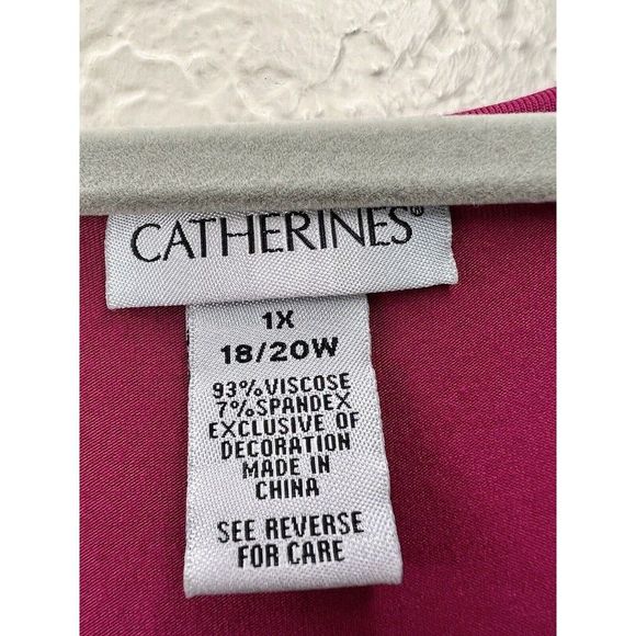 Catherines NWT Magenta Eyelet Trim Short Sleeve Dress Womens Plus Size 1X - Picture 4 of 12